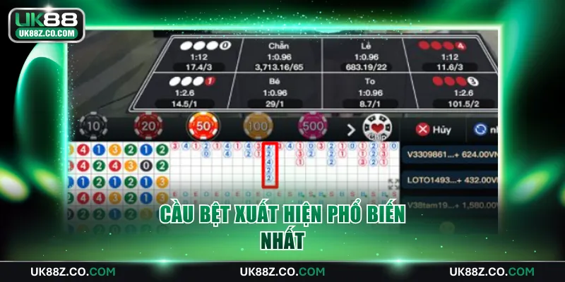 Cầu bệt xuất hiện phổ biến nhất