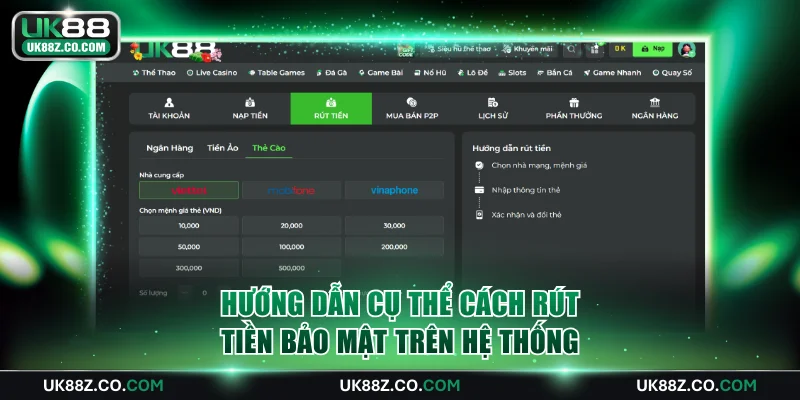 Hướng dẫn cụ thể cách rút tiền bảo mật trên hệ thống