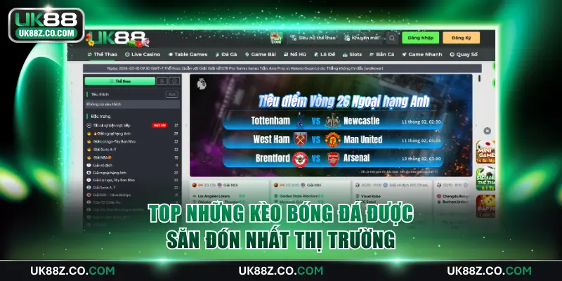 Top những kèo bóng đá được săn đón nhất thị trường